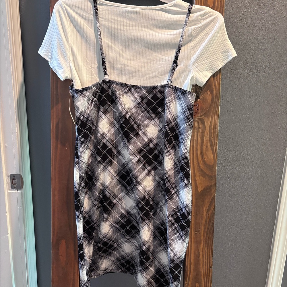 No Boundaries Black and White Dress with Plaid Design Size XL - Picture 2 of 4